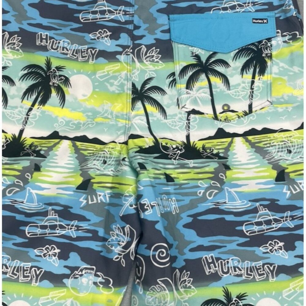HURLEY BOY'S DOODLE PARADISE BOARDSHORTS SIZE 20/30 INSEAM 9" - Picture 9 of 12